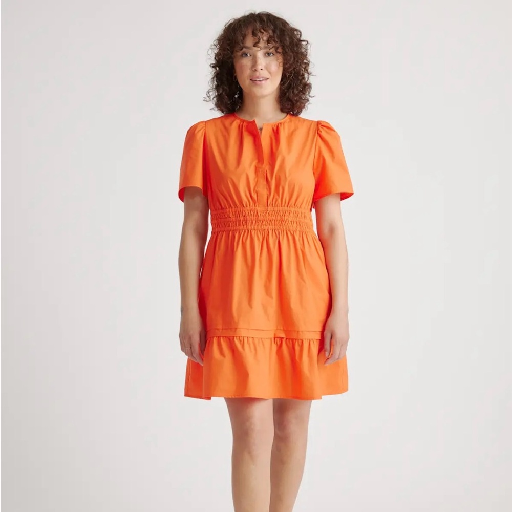 Quince 100% Organic Cotton Poplin Tiered Mini Dress l Small